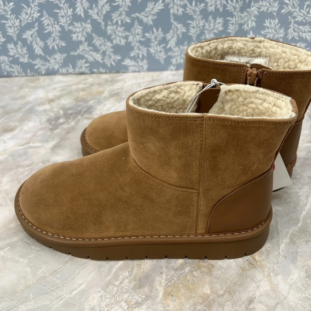 NEW Cat & jack faux shearling ankle boots tan back to school fall winter 5